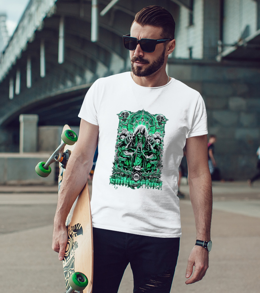 Soul Taker Spike Trivet Green Hooded Figure With Ornate Gothic T-Shirt