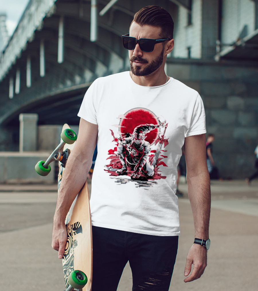 Wax And Wane Paulo Gazola Blood Moon Warrior Blade T-Shirt