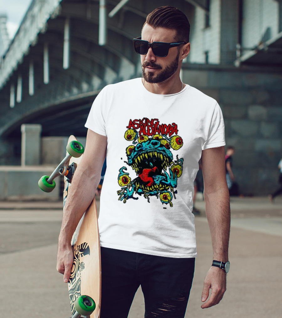 Asking Alexandria Eyeball Monster With Multiple Eyes And Fanged Mouth T-Shirt