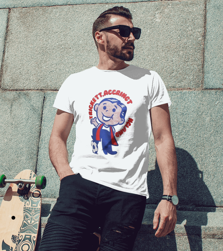 Trickett Accrington England Soccer Boy Cartoon Character T-Shirt