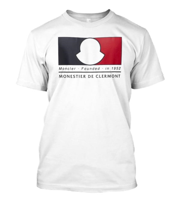 Moncler Founded In 1952 Monestier De Clermont Sky Blue Logo Black Red T-Shirt