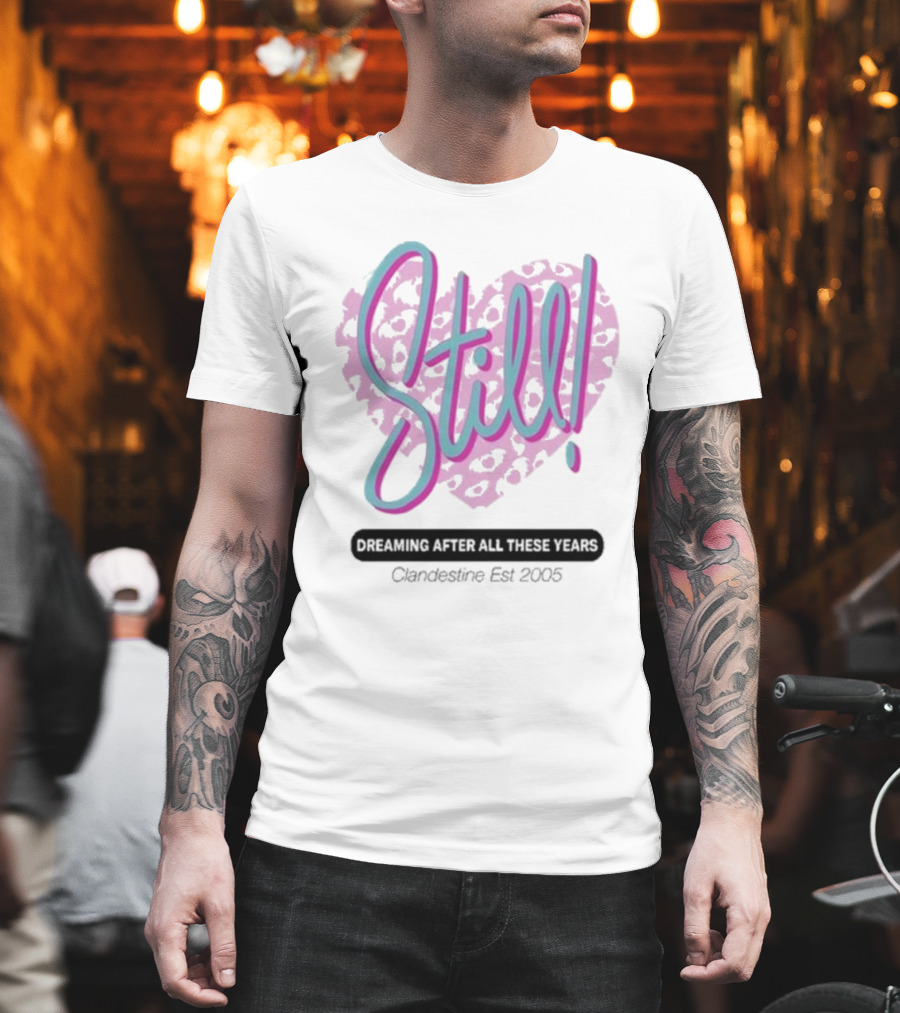 Still Dreaming After All These Years Clandestine Est 2005 Leopard Print Heart T-Shirt
