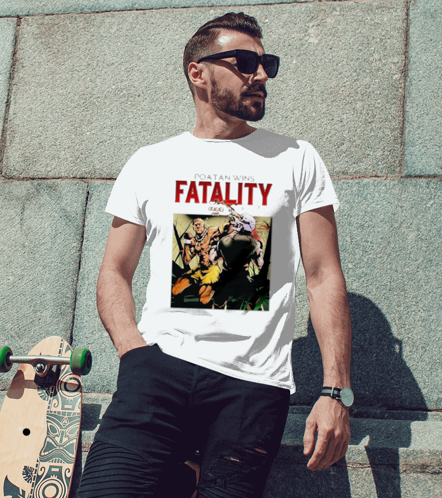 Poatan Wins Fatality Comic Style Fight Scene T-Shirt