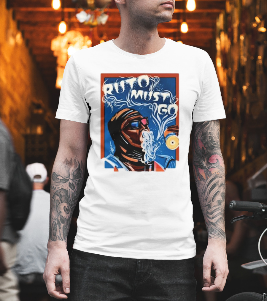 Ruto Must Go Bold Illustration With Smoking Character T-Shirt