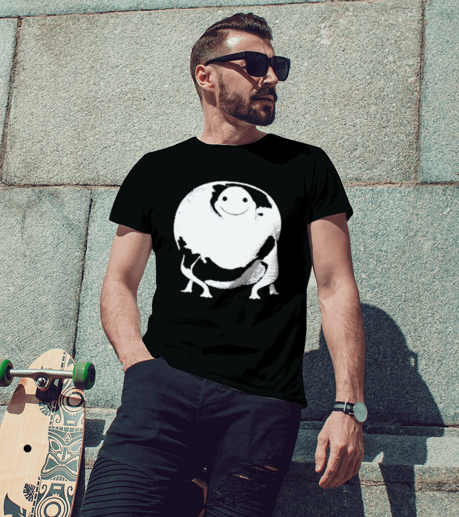 Marble City Pizza Cow Happy Black And White Smiling Cow T-Shirt