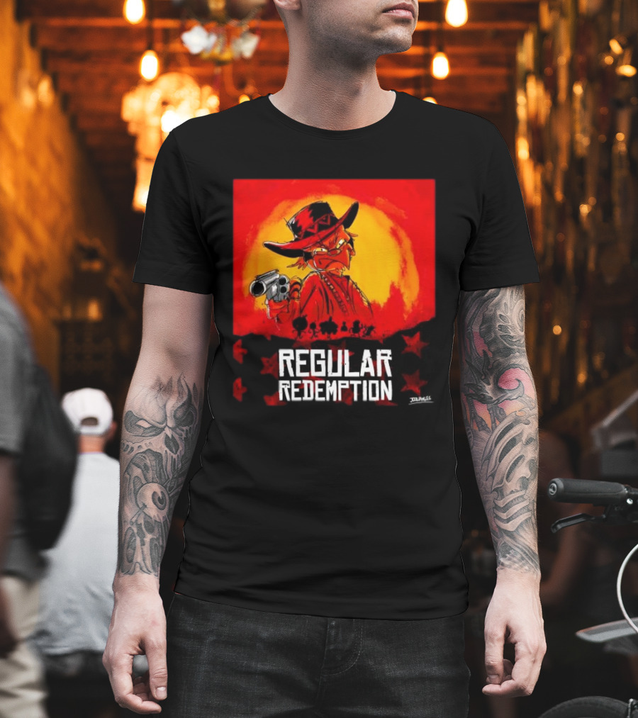 Regular Redemption Cartoon Cowboy Western Gunman T-Shirt