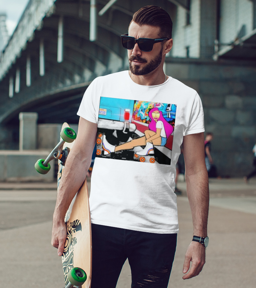 Tasha Vibrant Roller Skating Cali Street Art Vibe T-Shirt