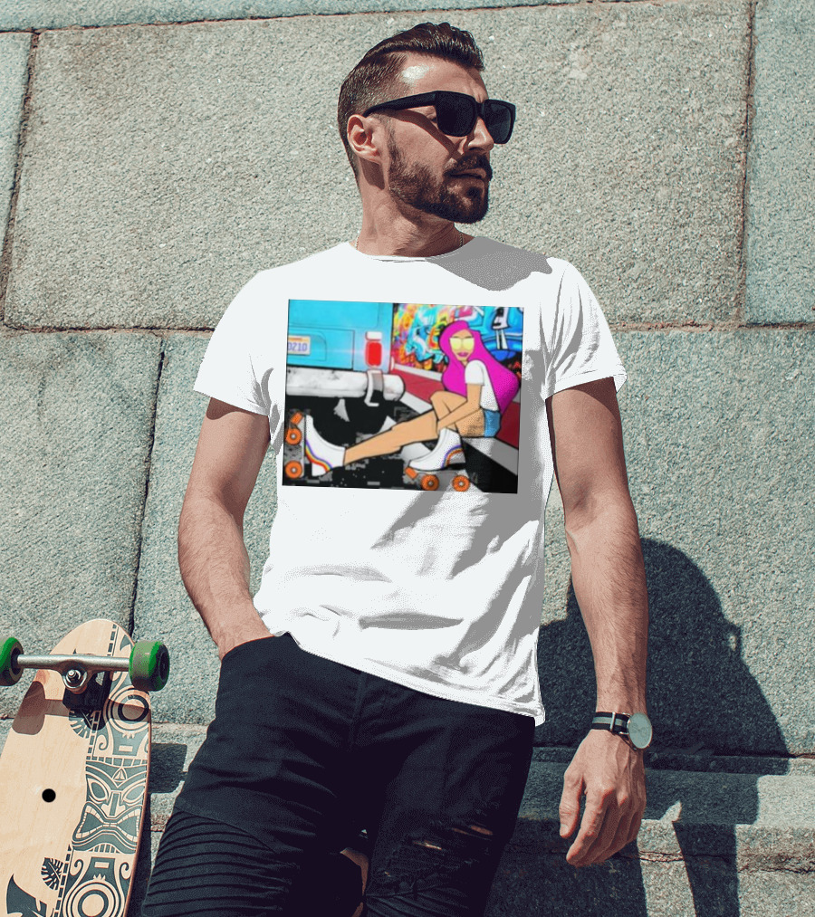 Tasha Vibrant Roller Skating Cali Street Art Vibe T-Shirt