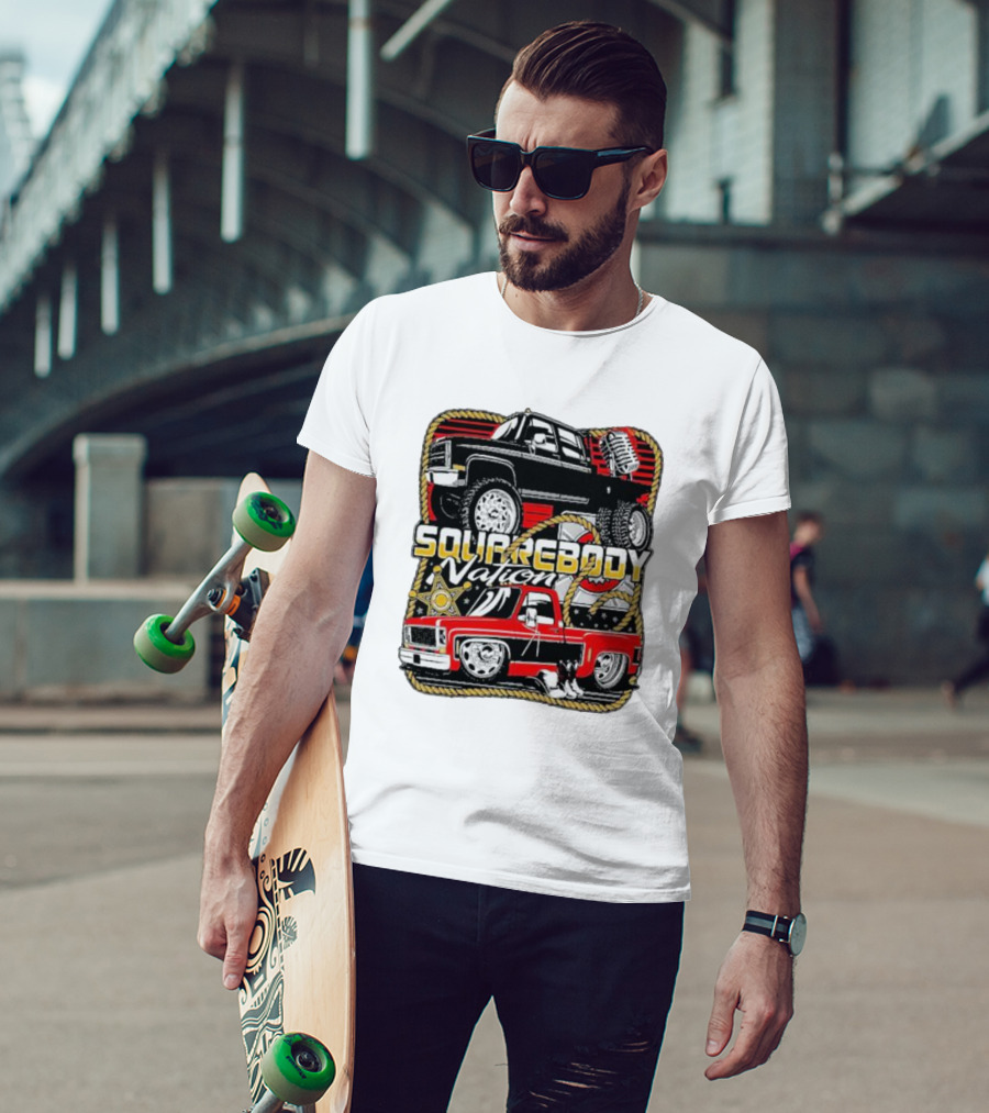 Squarebody Nation Pick Up Trucks And Cowboys Icons T-Shirt
