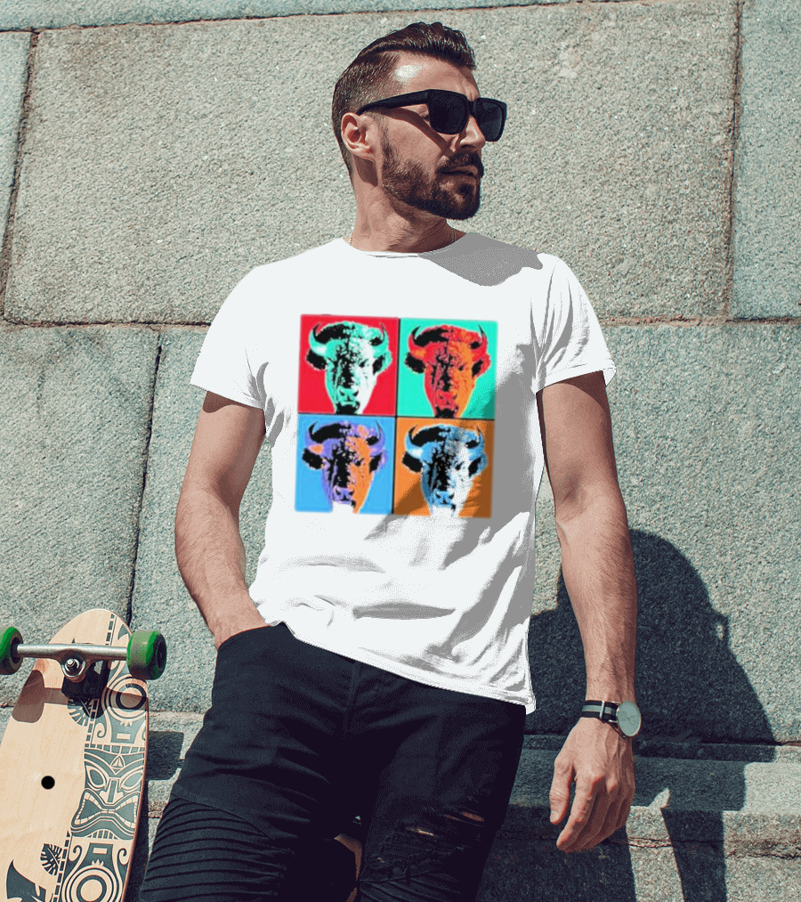 Pop Art Buffalo Quadrant In Vibrant Colors T-Shirt