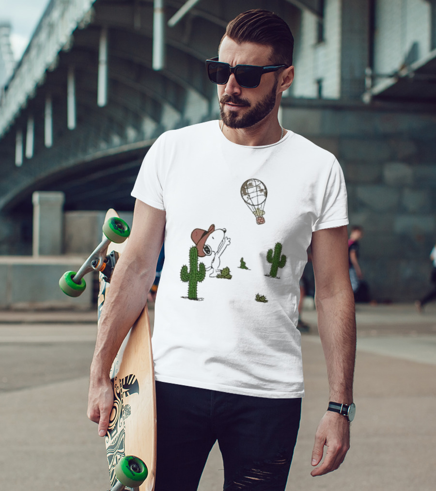 Peanuts Snoopy Woodstock Cactus Western Cowboy Balloon Women's T-Shirt