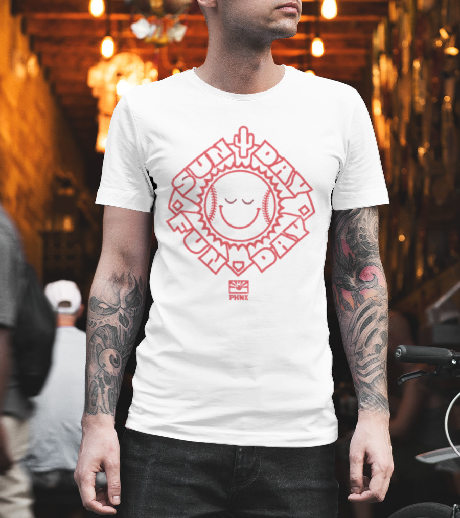 Phnx Sun Day Fun Day Baseball Happy Face Cactus T-Shirt
