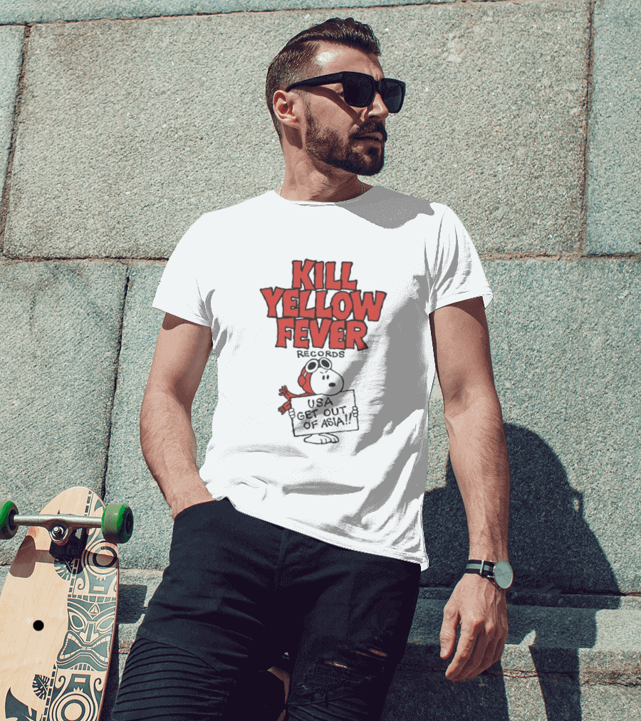 Kill Yellow Fever Records USA Get Out Of Asia Comic Protest T-Shirt
