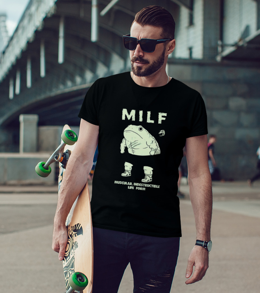 MILF Muscular Indestructible Life Form Frog With Sneakers T-Shirt