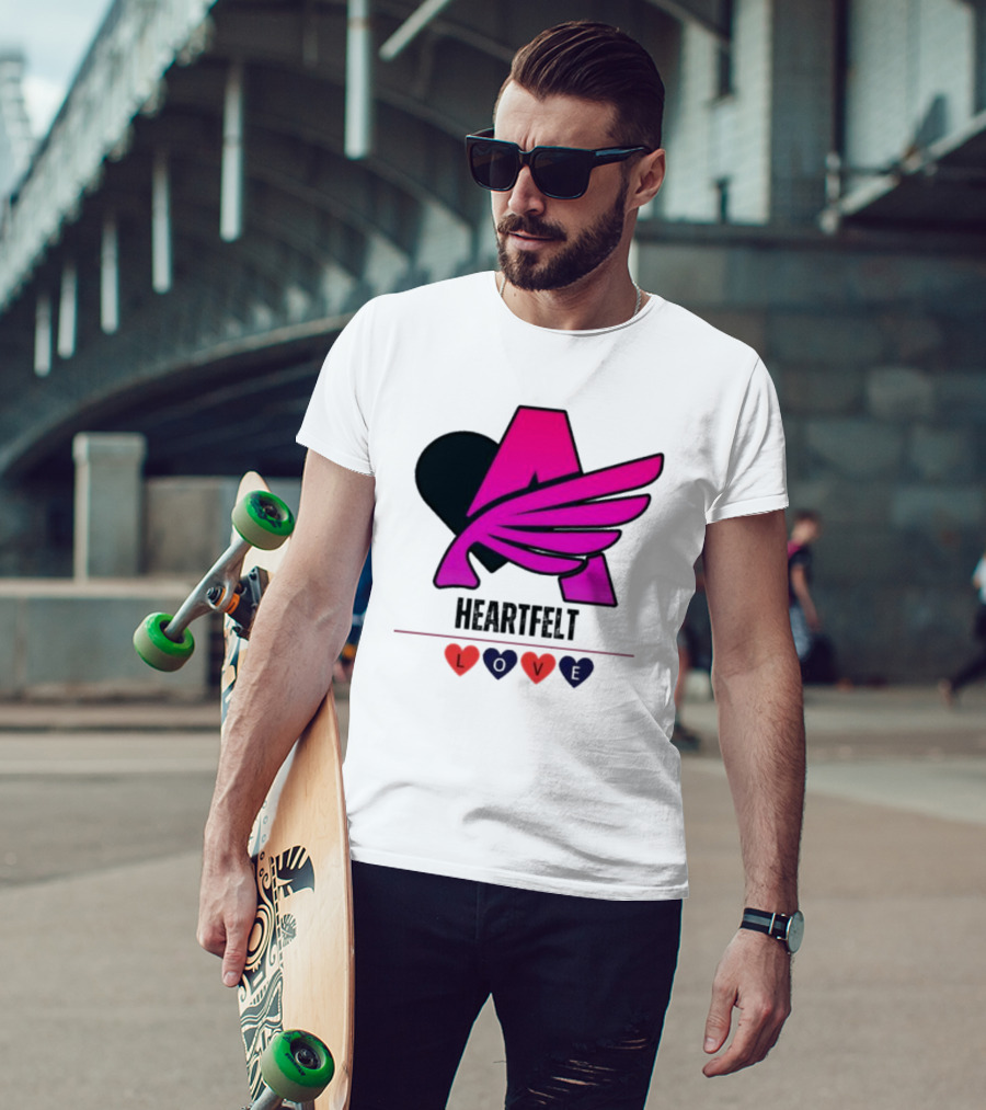 Heartfelt Love Pink Winged Heart T-Shirt