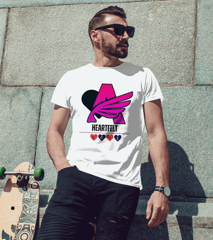 Heartfelt Love Pink Winged Heart T-Shirt