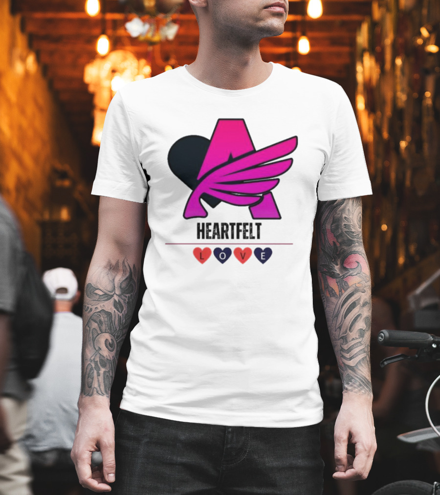Heartfelt Love Pink Winged Heart T-Shirt