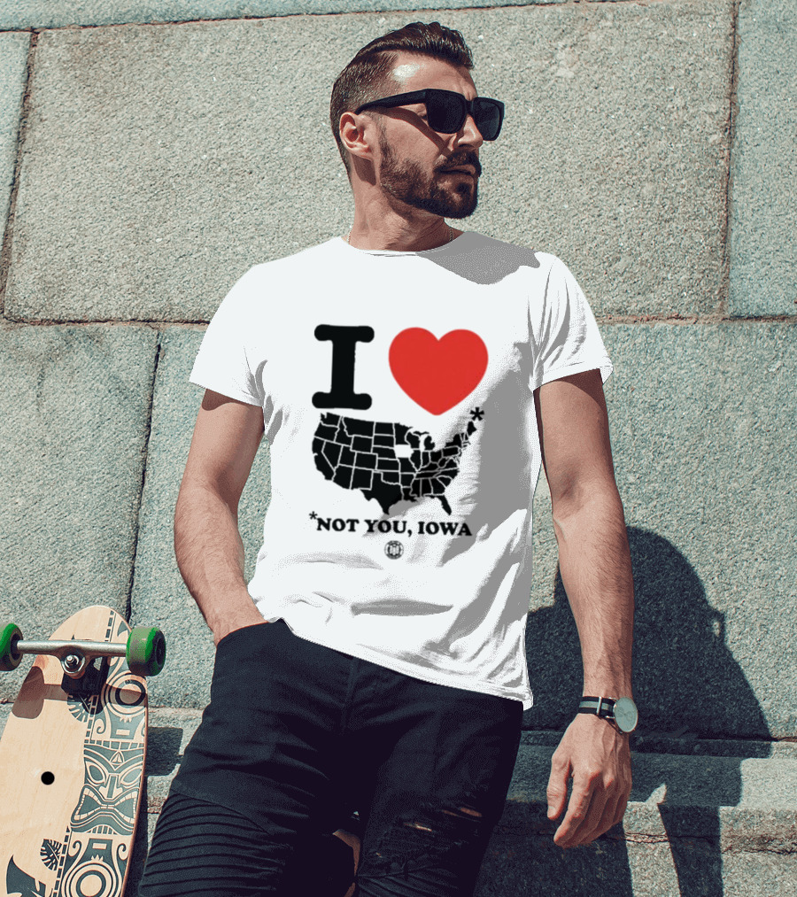 I Heart America Except Iowa Map T-Shirt