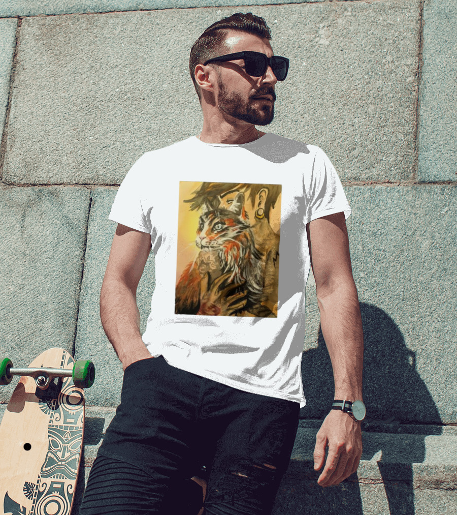 Companionship Megan Watkins Cat And Person With Tattoo And Ear Gauge T-Shirt
