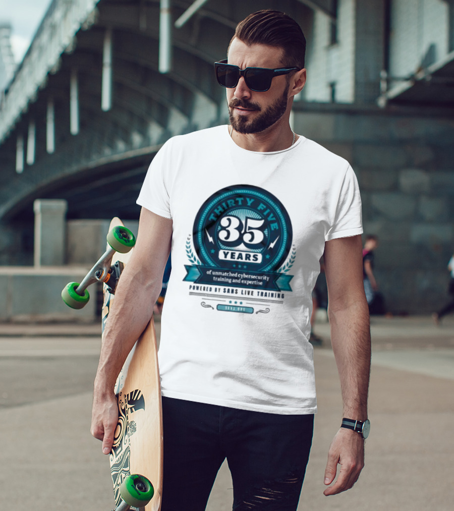 THIRTY FIVE 35 Years Of Unmatched Cybersecurity Training And Expertise Powered By SANS Live Training 100% OPC T-Shirt