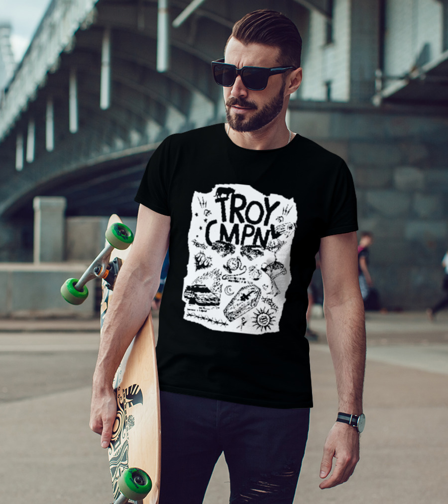 Troy CMPN Mineral Blue Death Can Come Anytime Ds 2447 Coffin Sun Stars Moon T-Shirt
