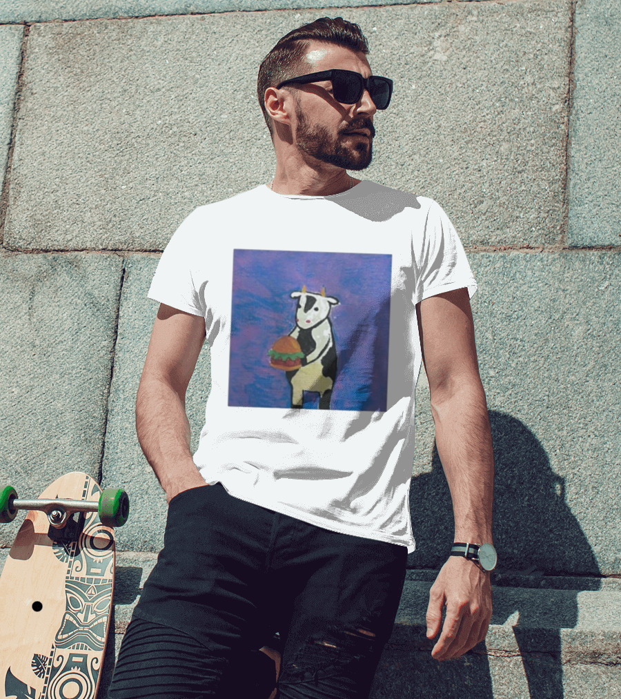 Leanbeefpatty Cow Holding Burger Carnivorous Beef T-Shirt