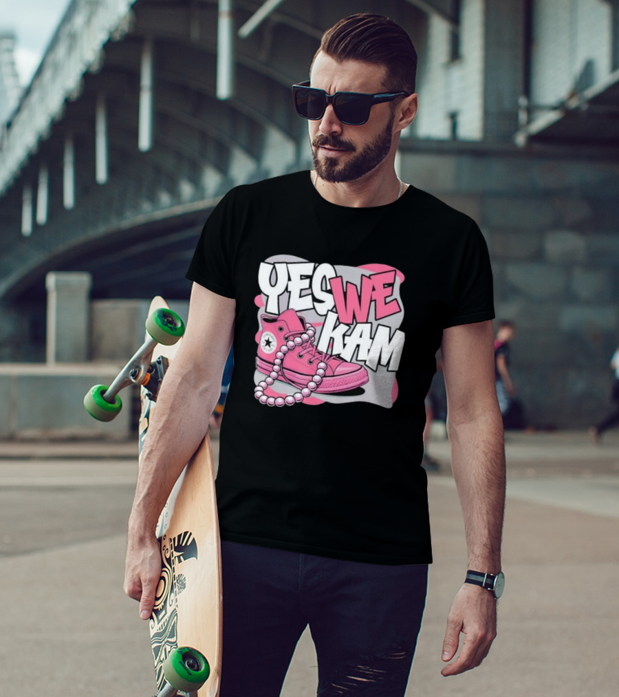 Yes We Kam Pink Boot Pearl Converse Sneaker T-Shirt