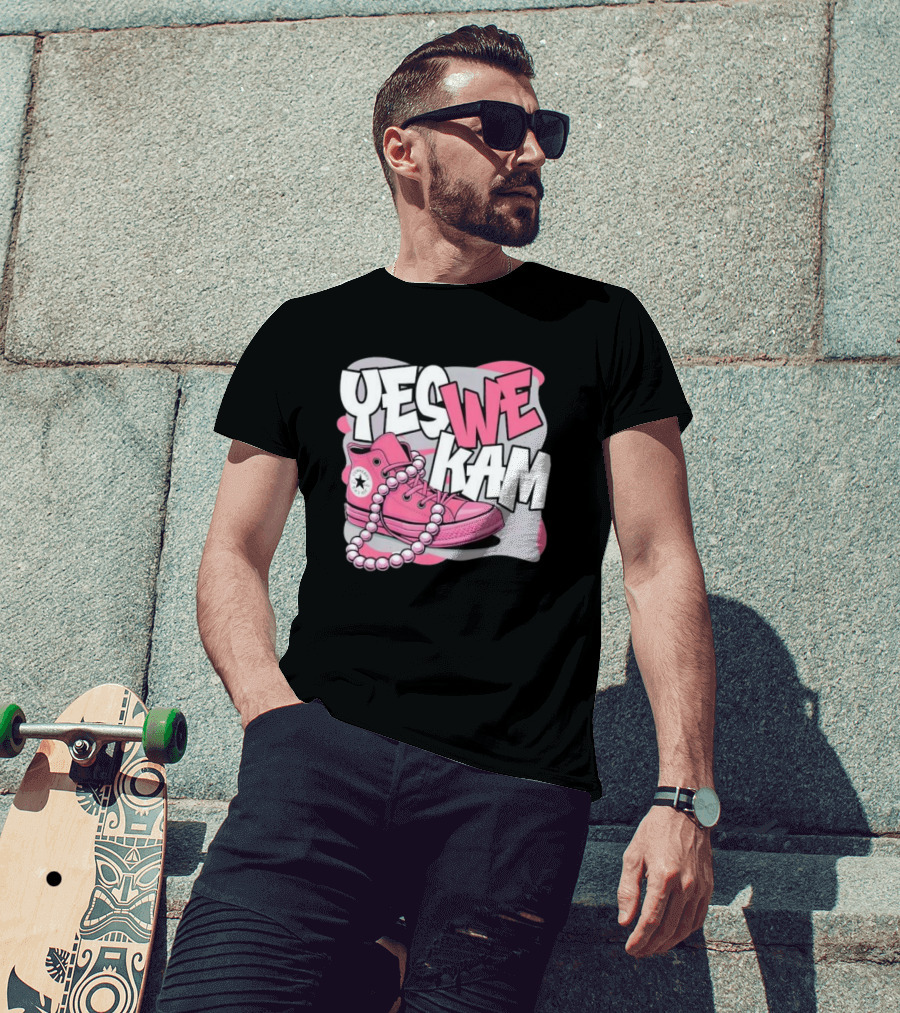 Yes We Kam Pink Boot Pearl Converse Sneaker T-Shirt