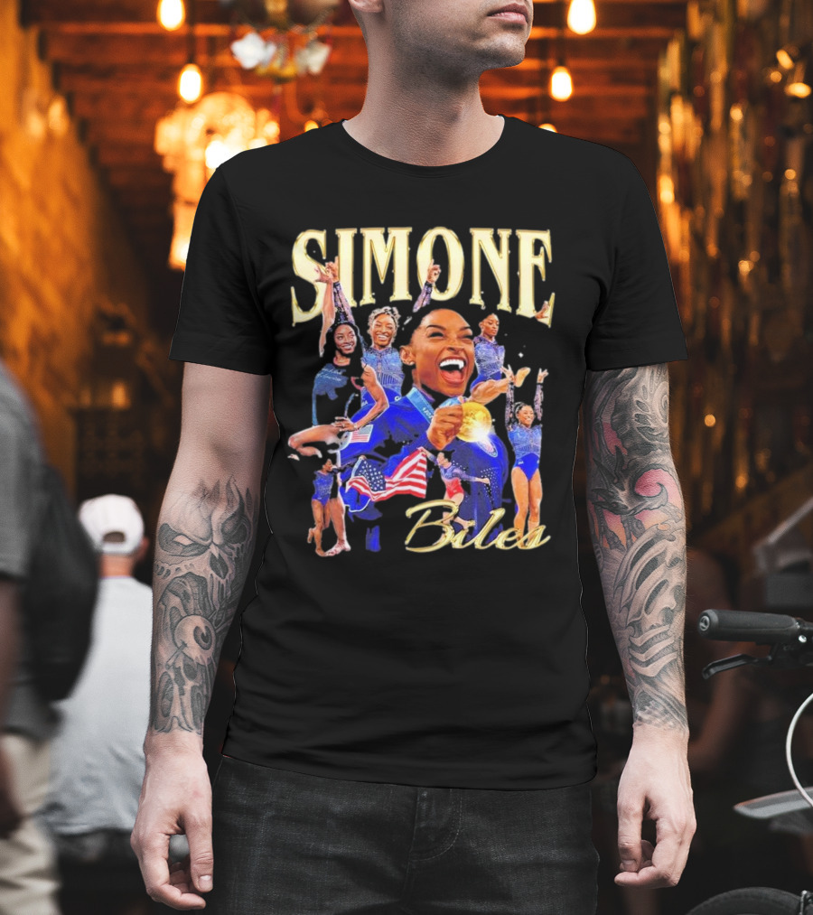 Simone Biles Olympic Gold Medalist Team USA Gymnast Paris T-Shirt