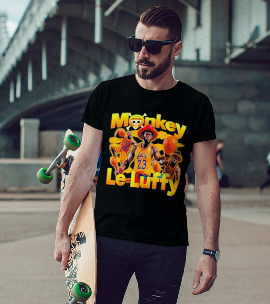 Monkey Le Luffy Lakers Basketball Crossbones Hat T-Shirt