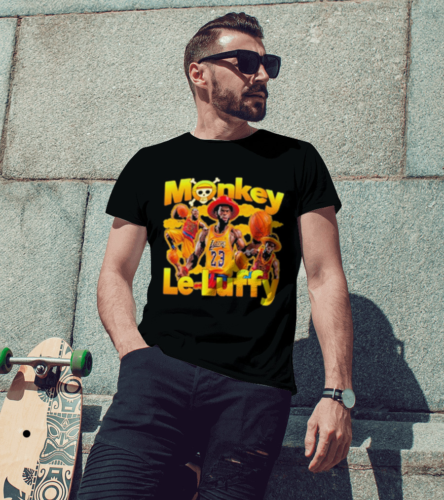 Monkey Le Luffy Lakers Basketball Crossbones Hat T-Shirt
