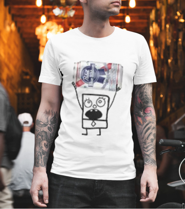 Pabst Blue Ribbon Doodlebob SpongeBob SquarePants Crossover T-Shirt Pabst Blue Ribbon Doodlebob SpongeBob SquarePants Crossover T-Shirt