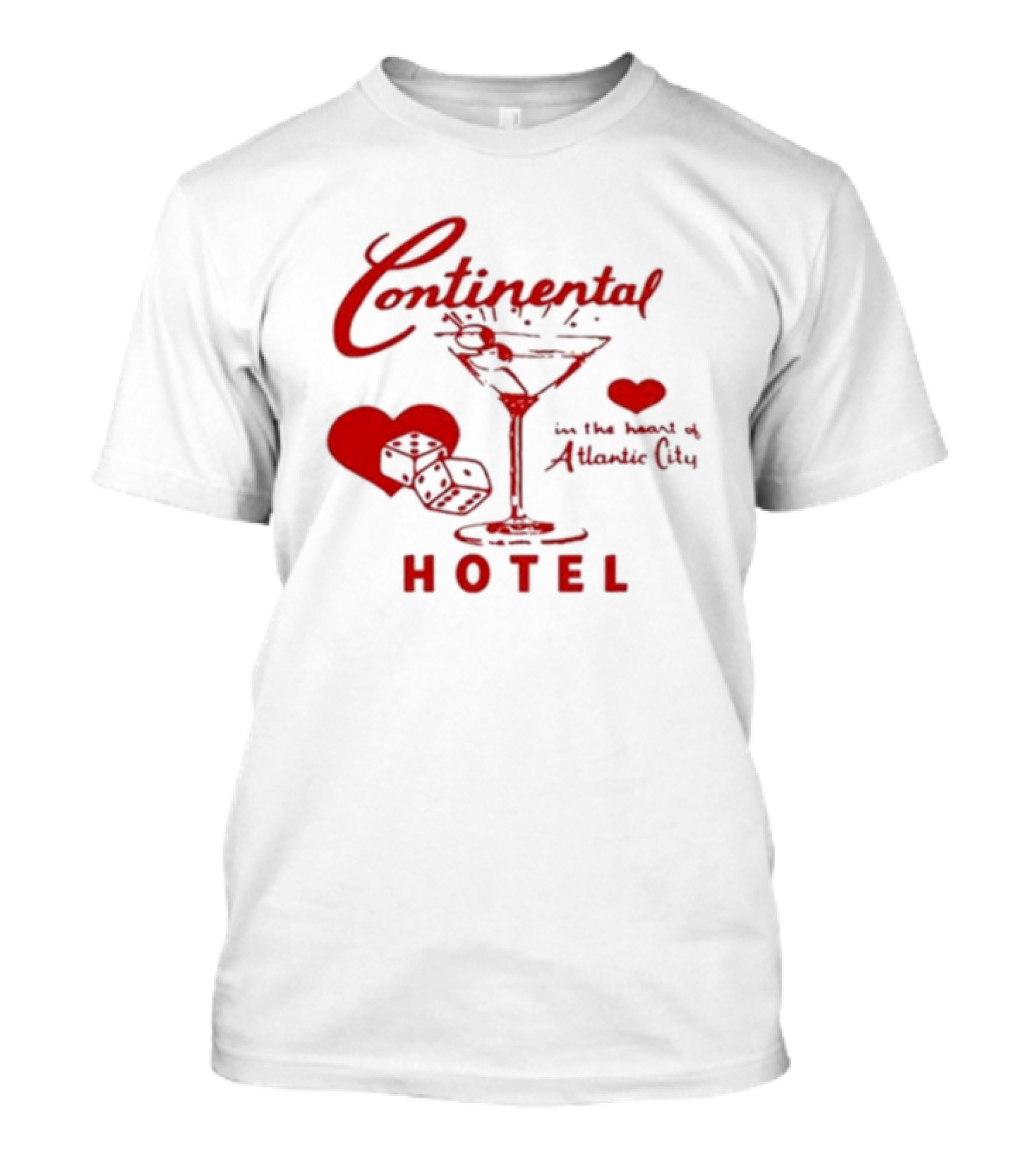 Continental Hotel In The Heart Of Atlantic City With Hearts And Martini Glass T-Shirt