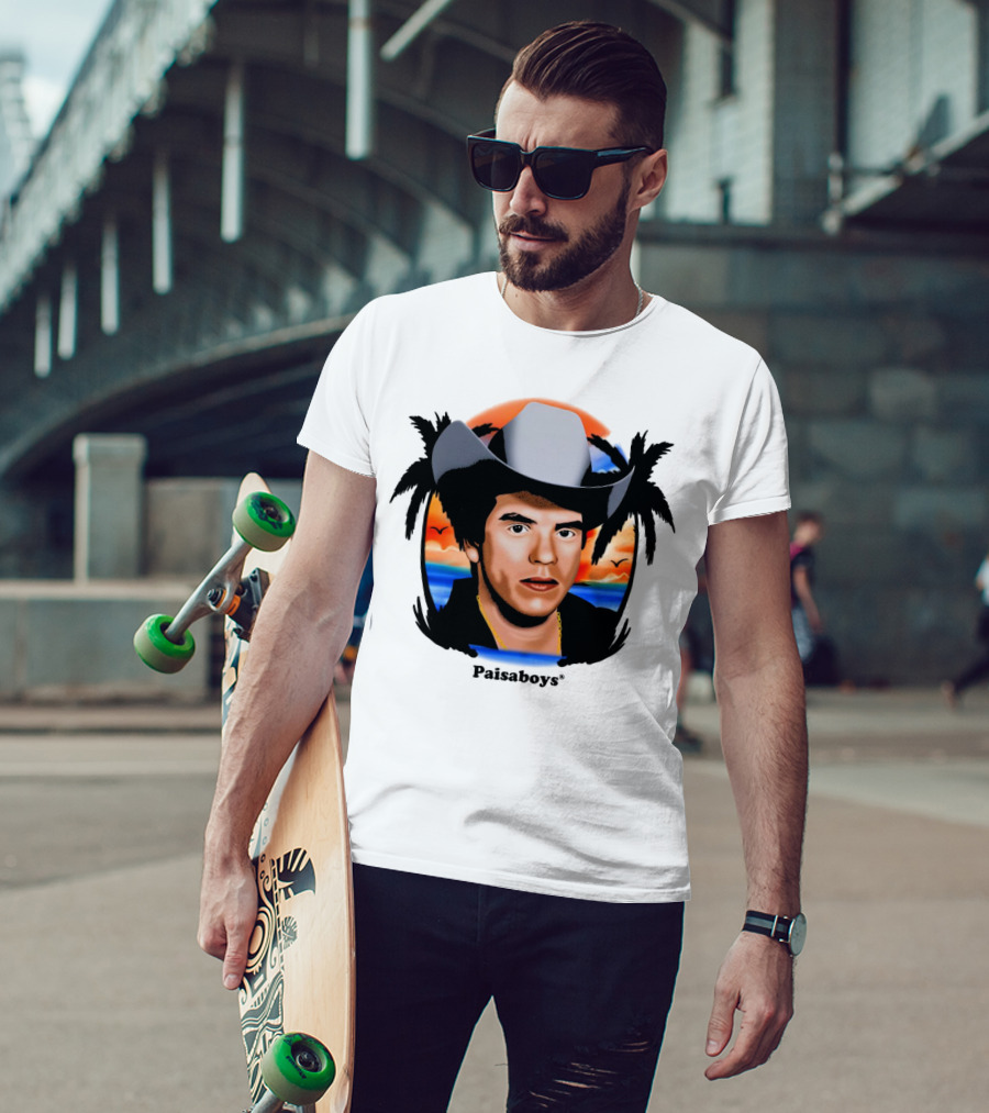 Paisaboys Sinaloa Sunset Cowboy And Tropical Ocean Scene T-Shirt