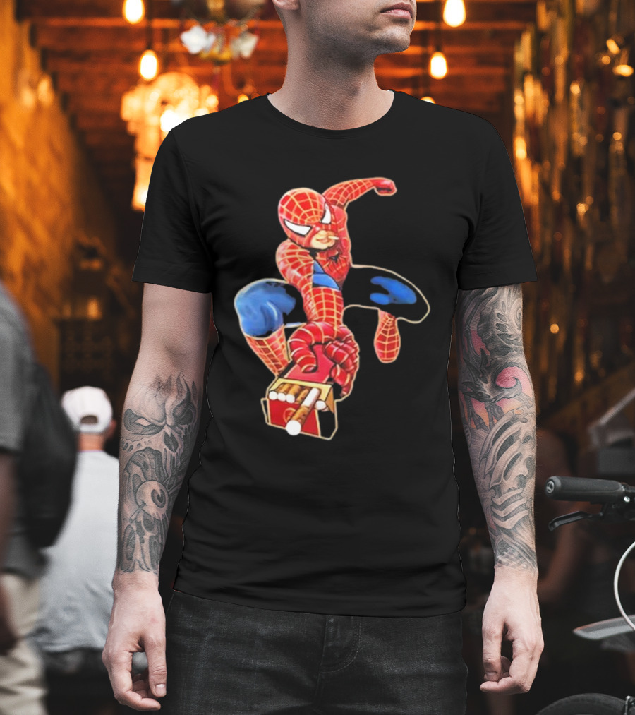 Shithead Steve Superman Smoker Man Spider-Man Cigarette Box Swing T-Shirt