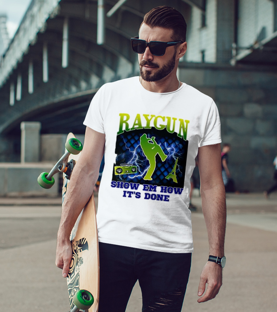 Raygun Show Em How It’s Done Electric Dance Eiffel Tower Boombox T-Shirt