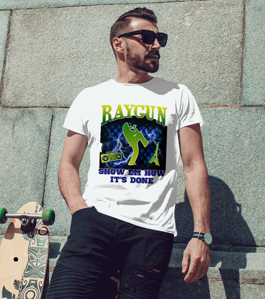 Raygun Show Em How It’s Done Electric Dance Eiffel Tower Boombox T-Shirt