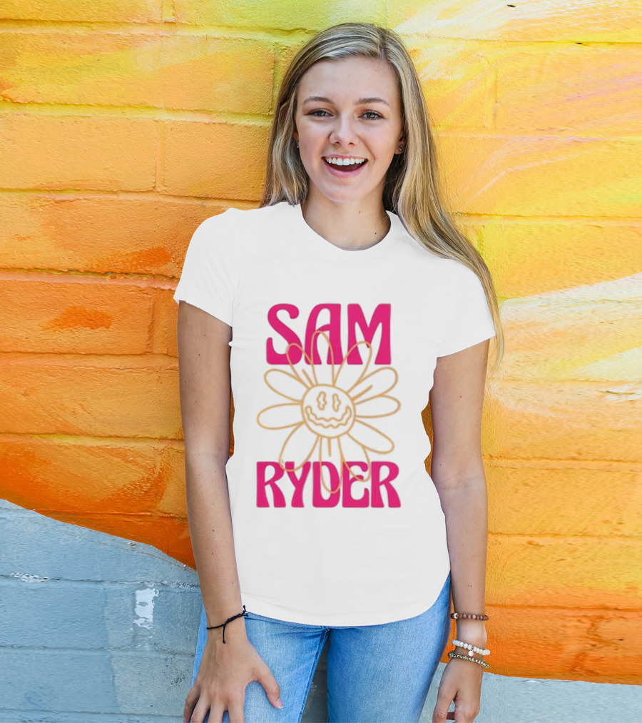 SAM RYDER Daisy Smiley Flower Pink Yellow T-Shirt