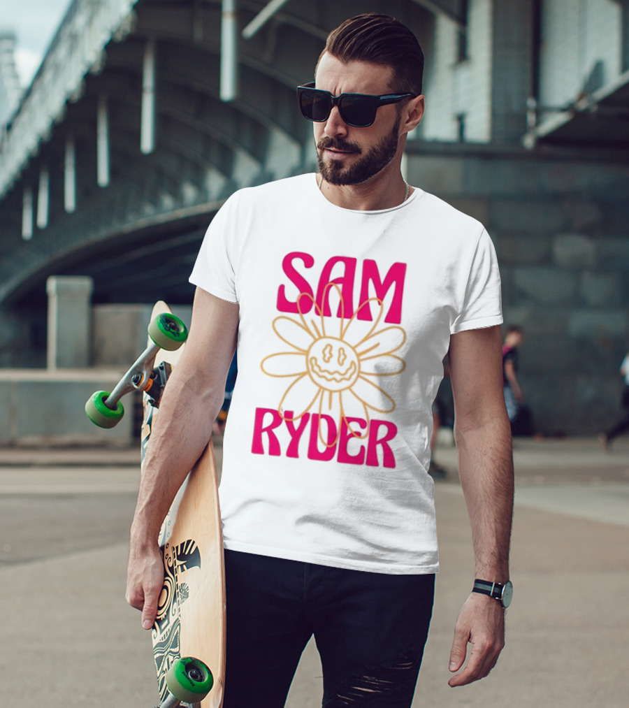 SAM RYDER Daisy Smiley Flower Pink Yellow T-Shirt