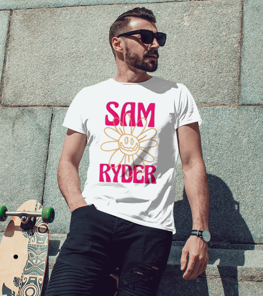 SAM RYDER Daisy Smiley Flower Pink Yellow T-Shirt