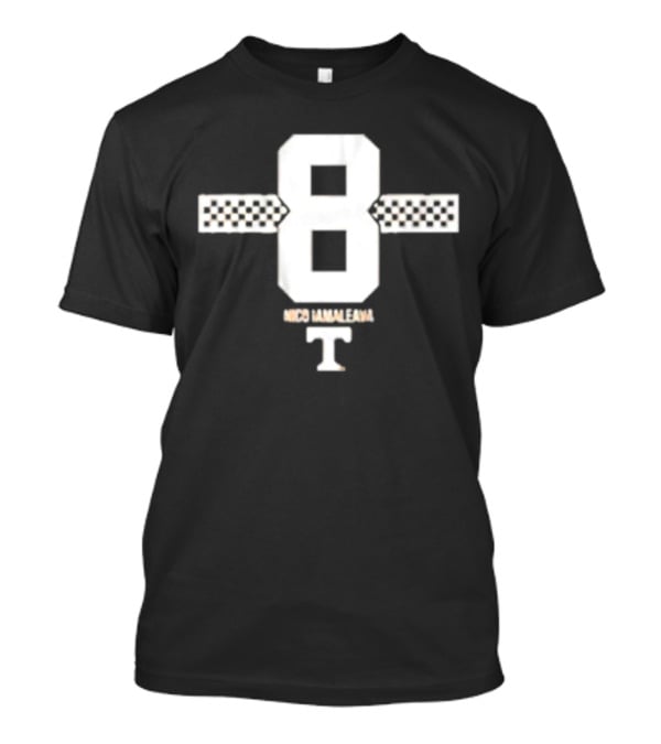Tennessee Football 8 Nico Iamaleava Checkerboard Stripe T T-Shirt