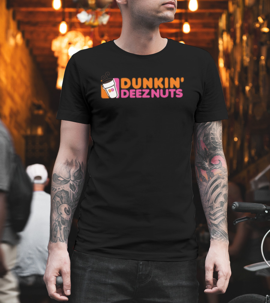 Dunkin Deeznuts Coffee Cup Logo Mockup T-Shirt