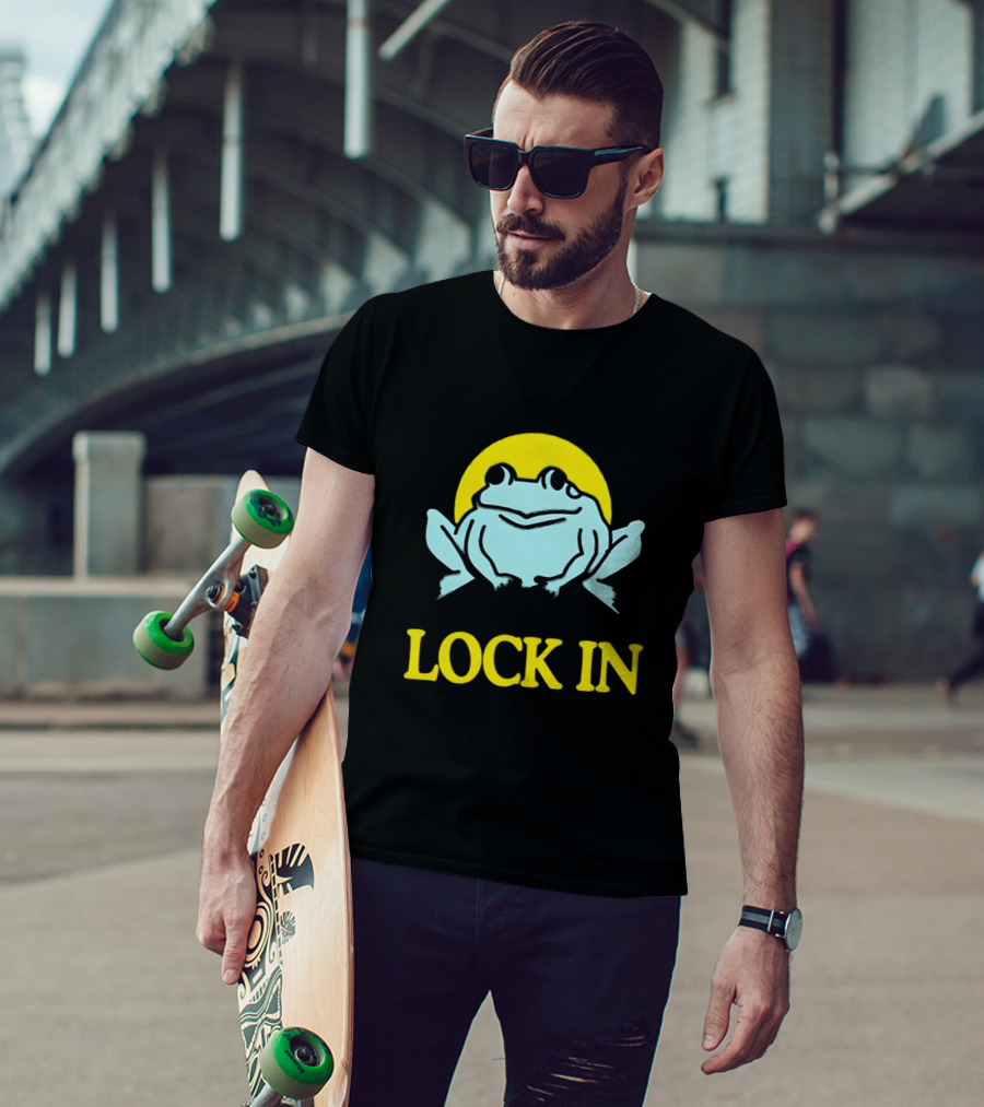 Born To Dilly Dally Frog Forced To Lock In Sun Background T-Shirt
