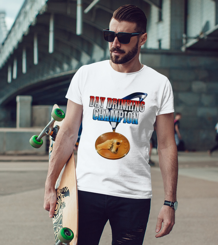 Day Drinking Champion Medal Beer Mug Fun T-Shirt