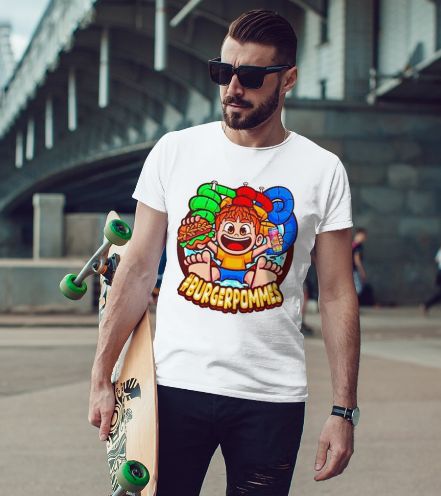 Lukasbs Burgerpommes Wasserpark Kids Fun Graphic With Slides And Snacks T-Shirt