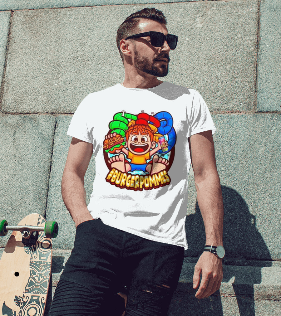 Lukasbs Burgerpommes Wasserpark Kids Fun Graphic With Slides And Snacks T-Shirt