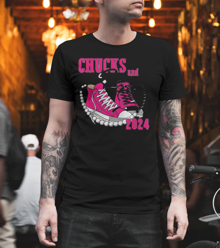 Chucks and Pearls Pink Sneakers T-Shirt