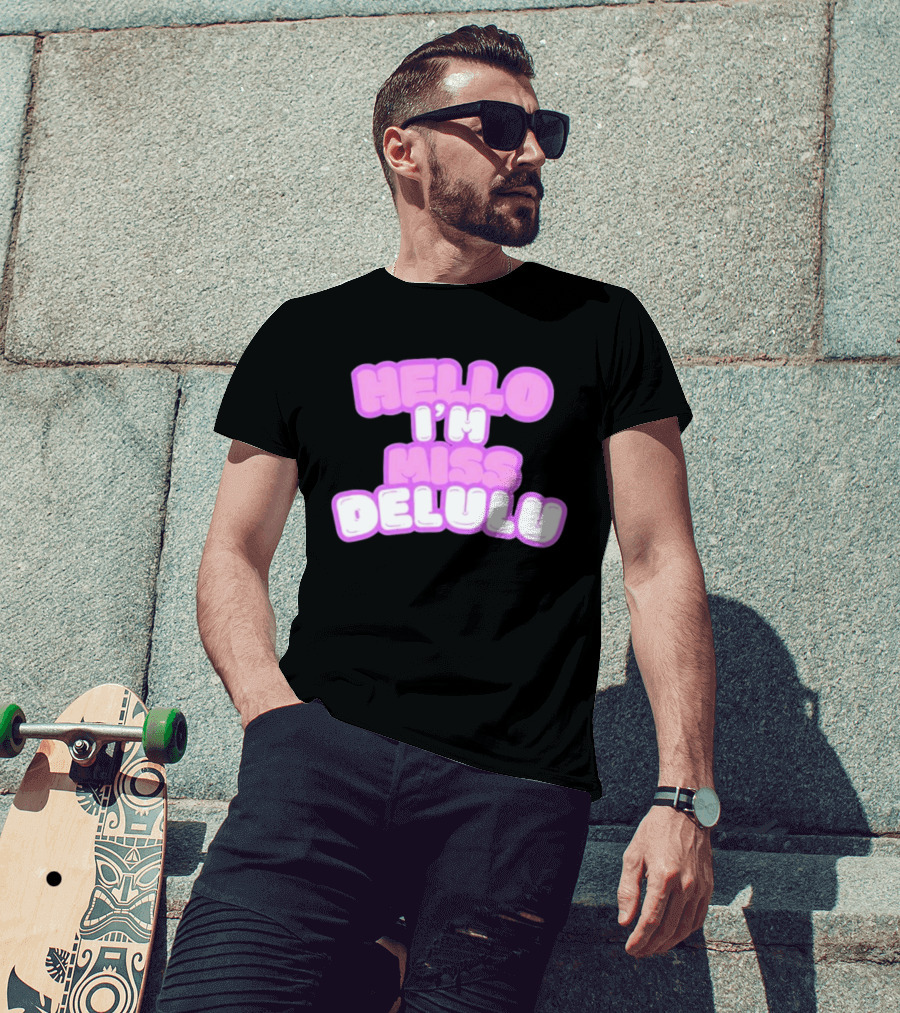 Flippa Hello I’m Miss Delulu Pastel Bubble Text T-Shirt