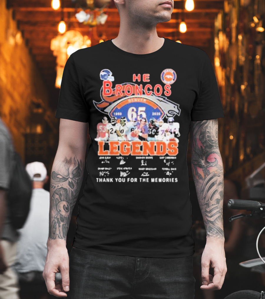 Denver Broncos 65 Year Legends 1960-2025 Thank You For The Memories T-Shirt