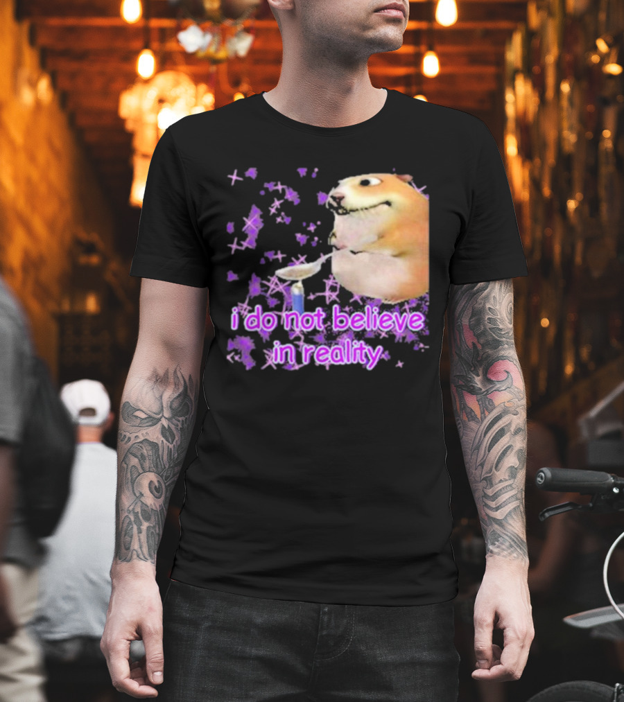 i do not believe in reality doge spoon purple stars T-Shirt